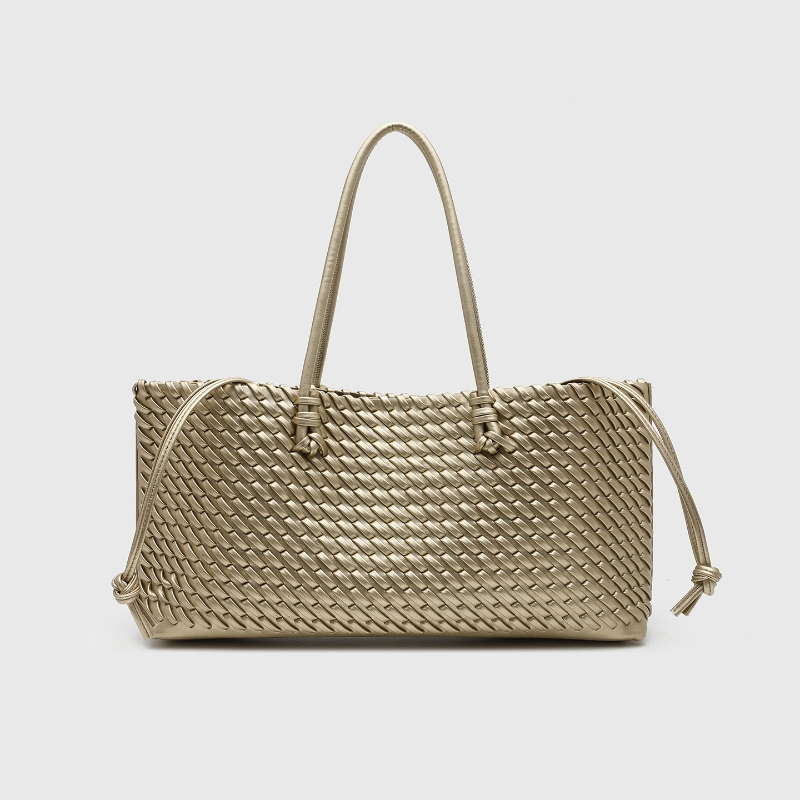 Women Bags For Work - Luksusowa torba shopper z plecionej skóry