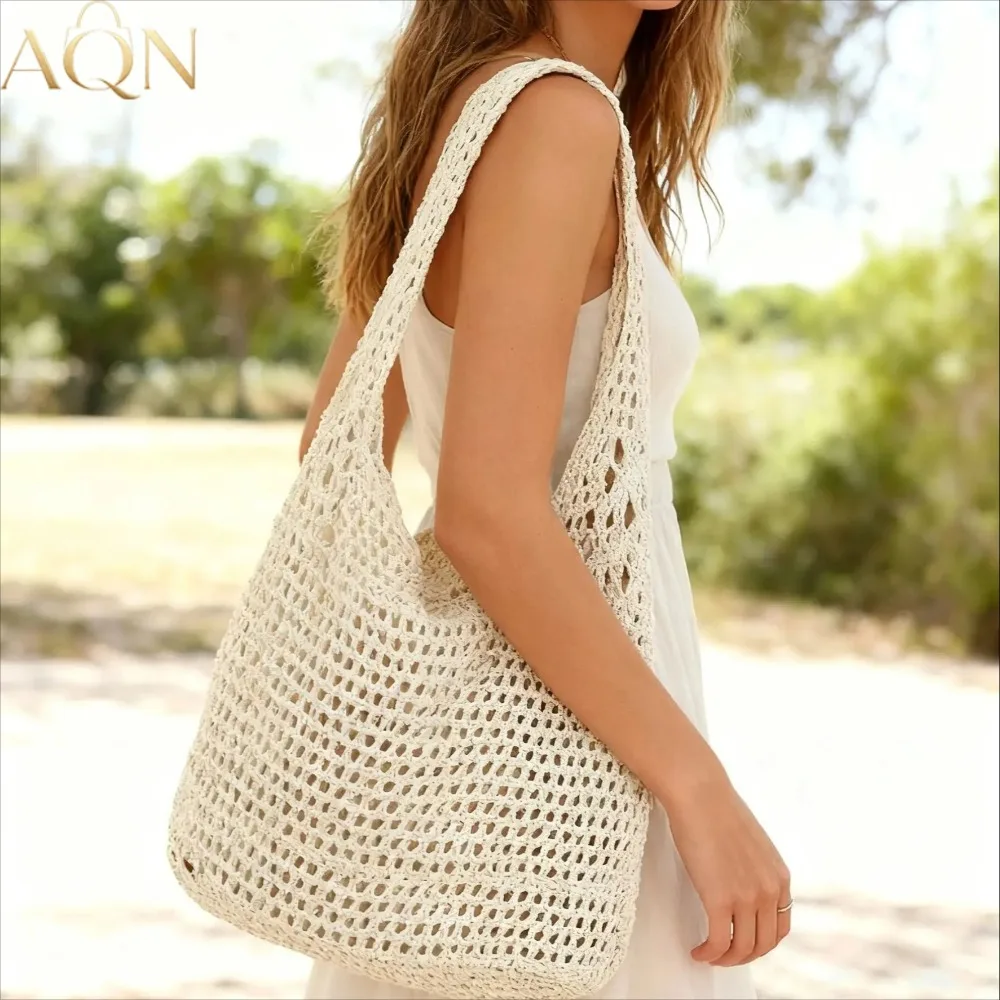 Crochet Market Bag - AQN Damska codzienna torba na ramię