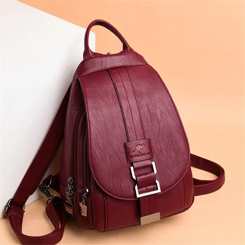 Women'S Kangaroo Bags - Wielofunkcyjne damskie skórzane plecaki Plecak w