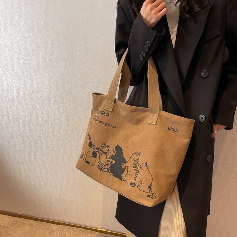 Women Bags For Work - Modna damska torba płócienna typu tote,