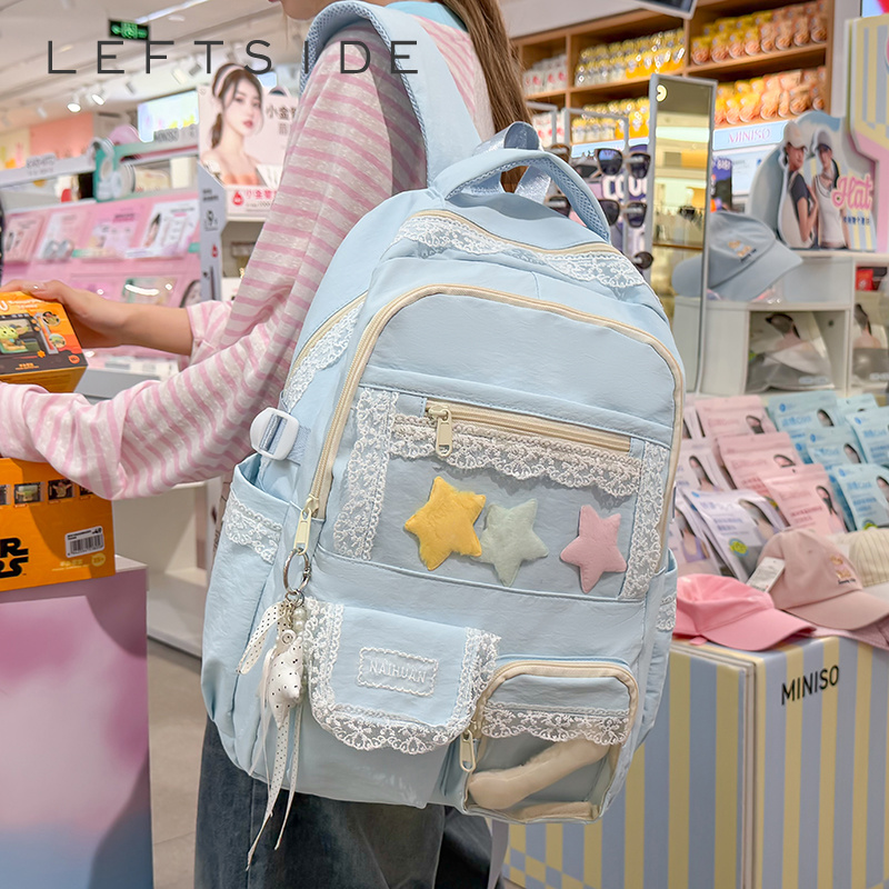 Women Bags In Trend - Damski plecak z koronkowymi zdobieniami, uroczy,