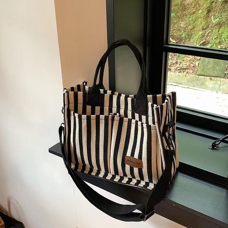 Duża torba płócienna w paski,  – Women Bags For Work recenzja i cena