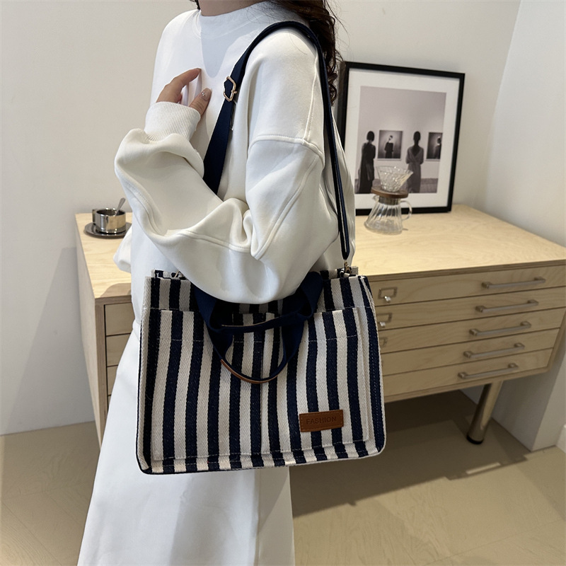 Duża torba płócienna w paski,  – Women Bags For Work recenzja i cena